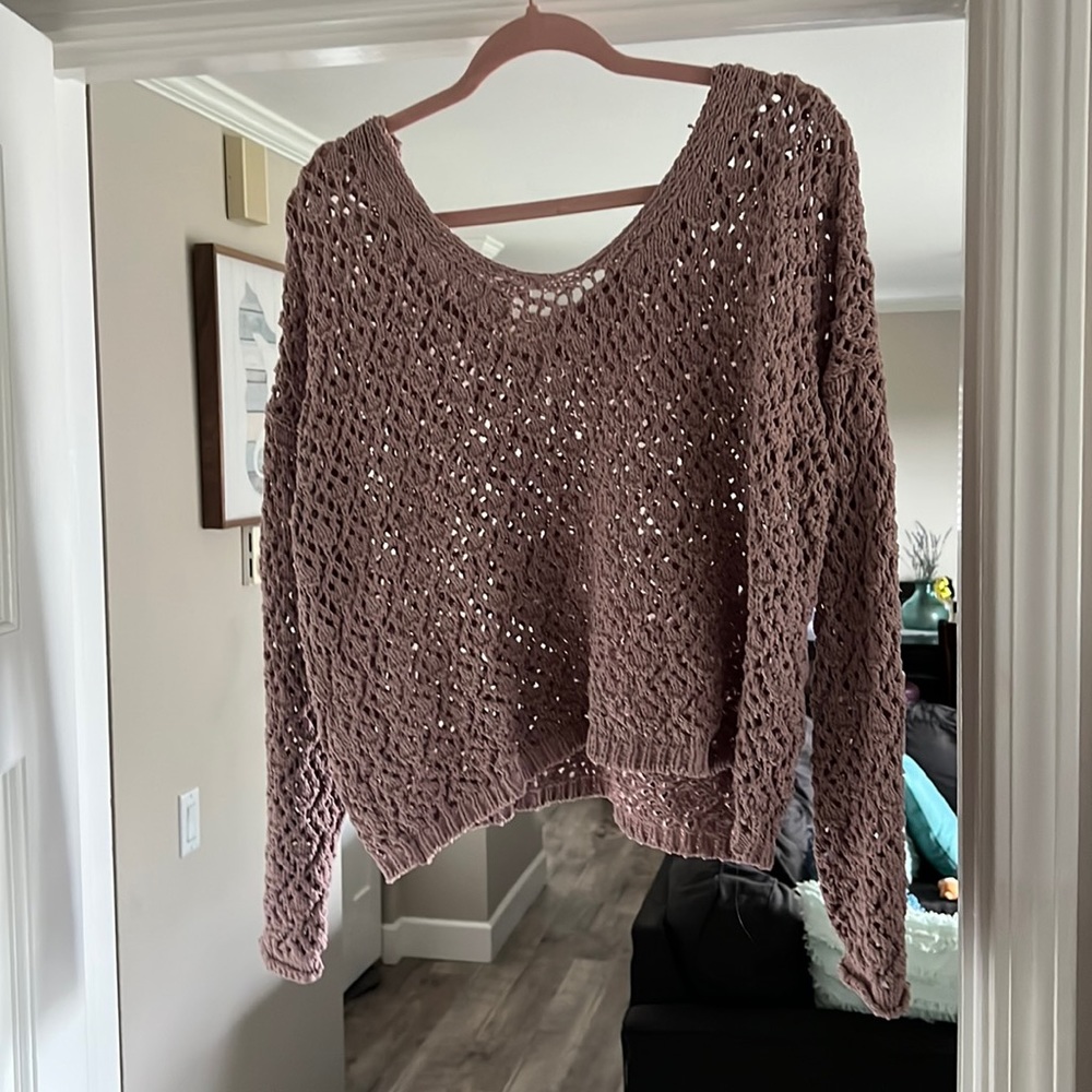 Pink crochet sweater